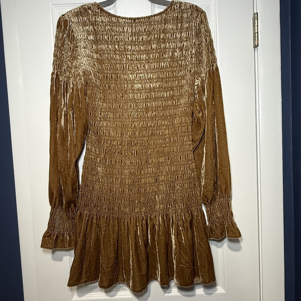 Loveshackfancy Scarlett Smocked Velvet Mini Dress Size S Boho Festival - Picture 2 of 9